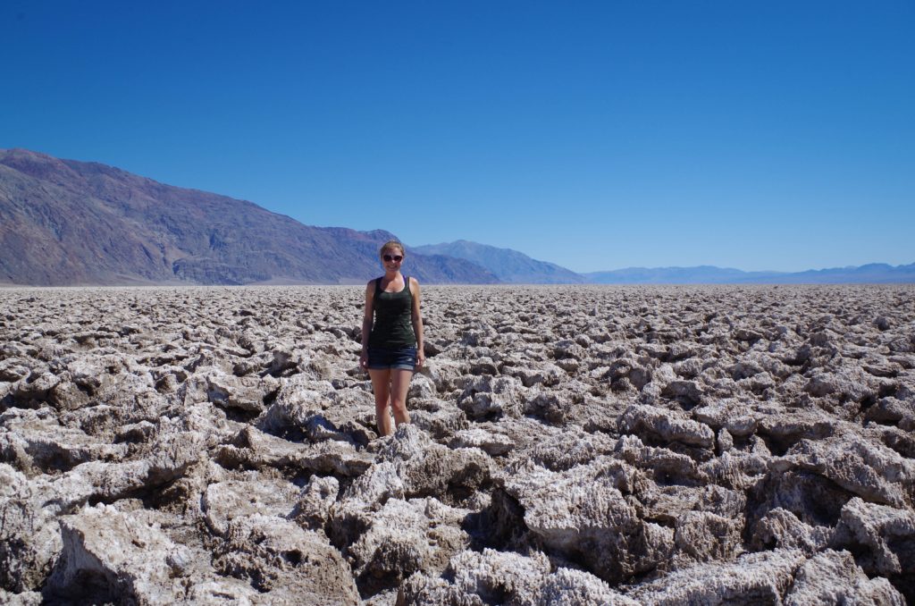 Standing in the midst of the crazy salt formations in the Devil's Golf Course.