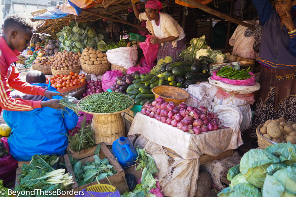 Selling vegetables in the market in Bahir Dar, Ethiopia.